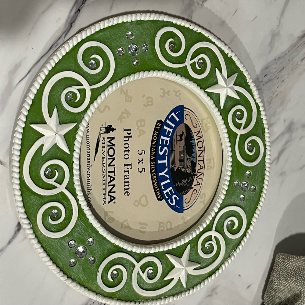 Montana Silversmiths green and Cream Photo Frame
